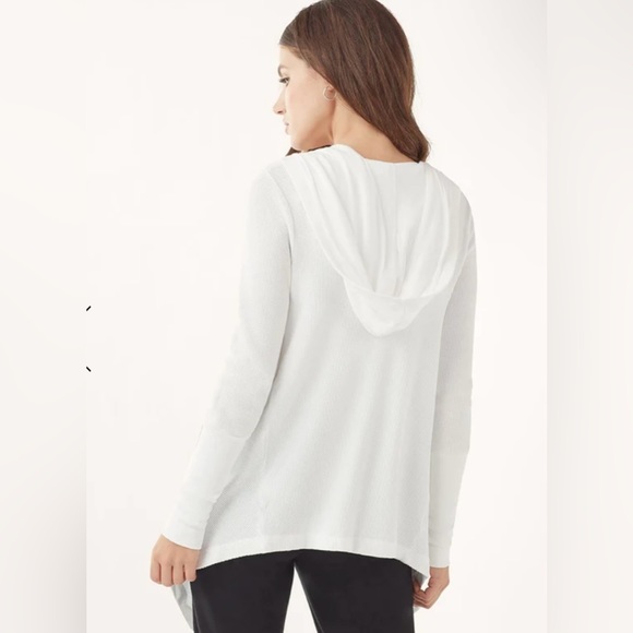 NWT Splendid Thermal Flight Cardigan White Open Waffle Knit Hoodie XL XE - Picture 3 of 4
